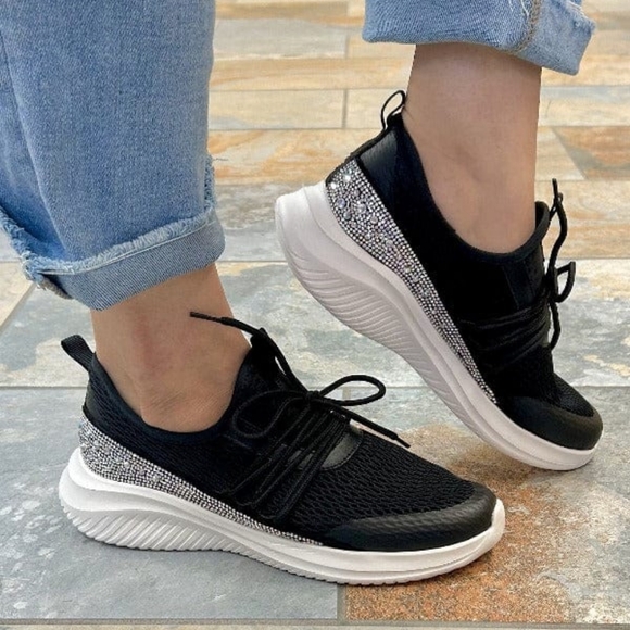 Hey Girl Corkys Frosting  tennis in black with mermaid sparkle - Picture 1 of 2